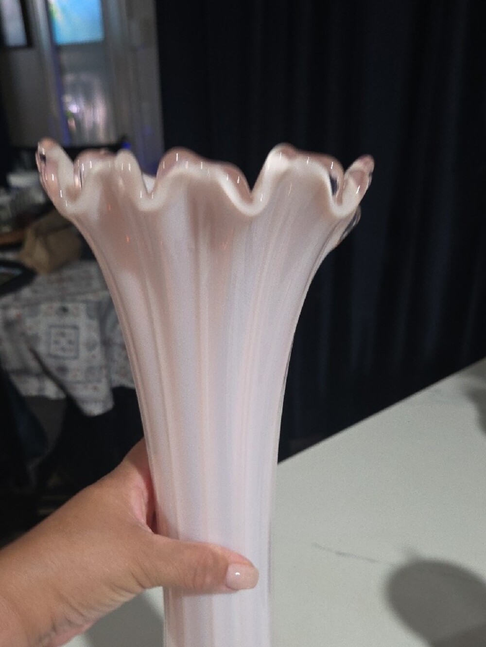 Blush Ruffled Glass Bud Vase - Decorative Home Accent - Picture 6 of 8